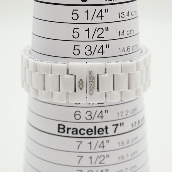 Oniss Paris White Ceramic MOP Day Date Watch 38mm Sapphire Crystal w New Battery - Picture 4 of 14